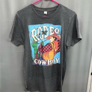 Gray Rodeo Cowboy Graphic T-Shirt